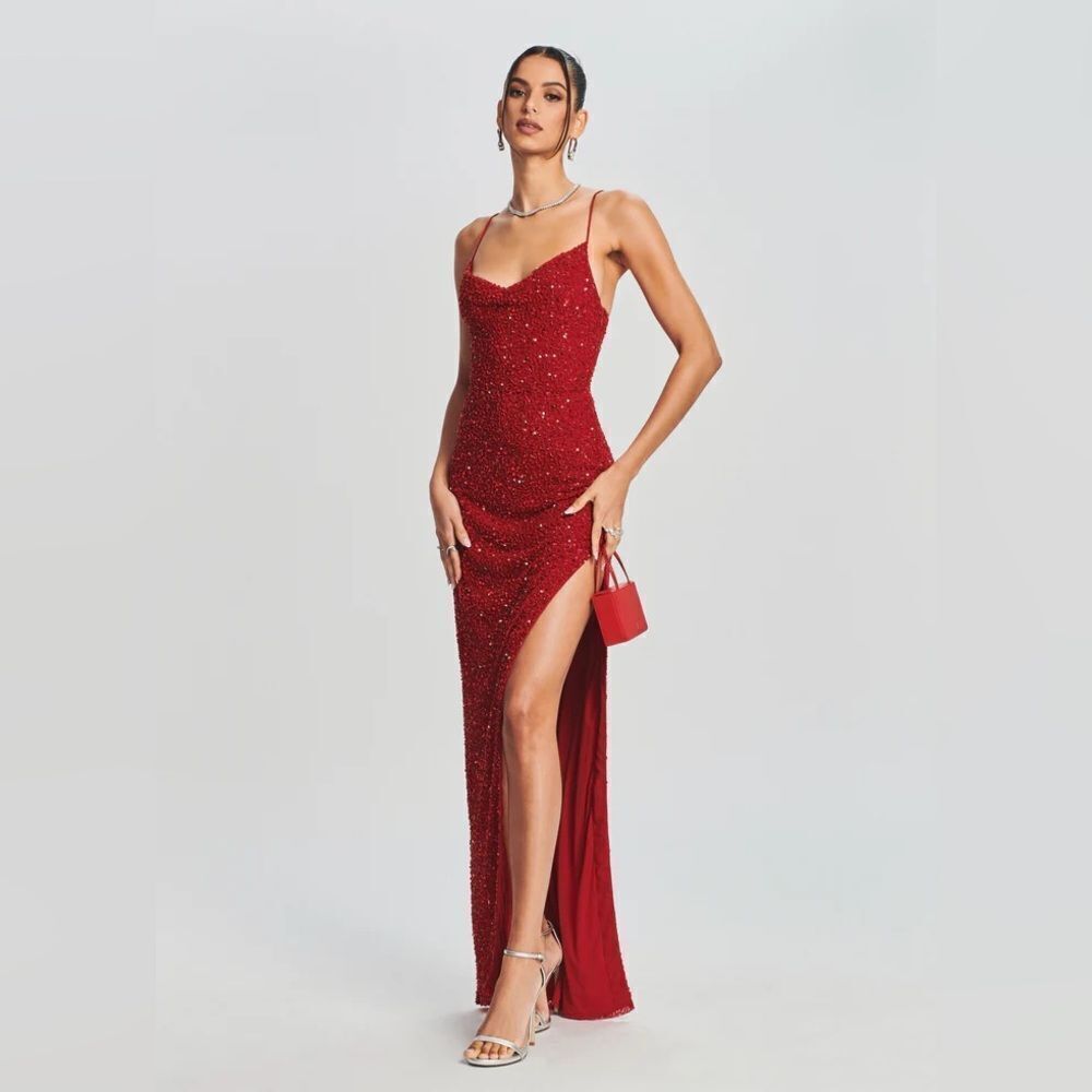 RETROFETE Loretta Sequin Embellished Maxi Dress size Medium NWT